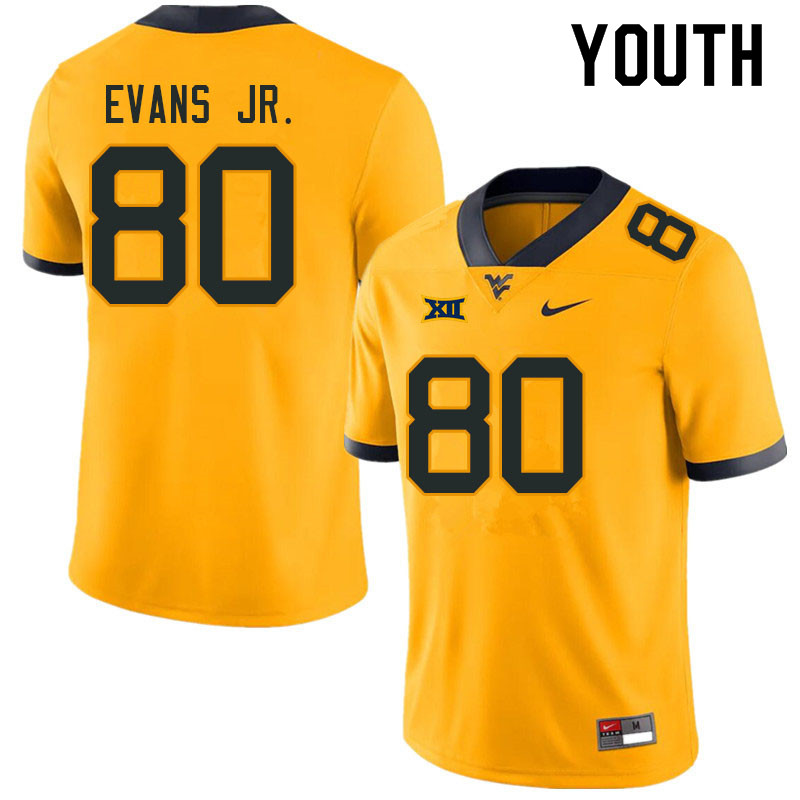 Youth #80 Michael Evans Jr. West Virginia Mountaineers College Football Jerseys Sale-Gold - Click Image to Close